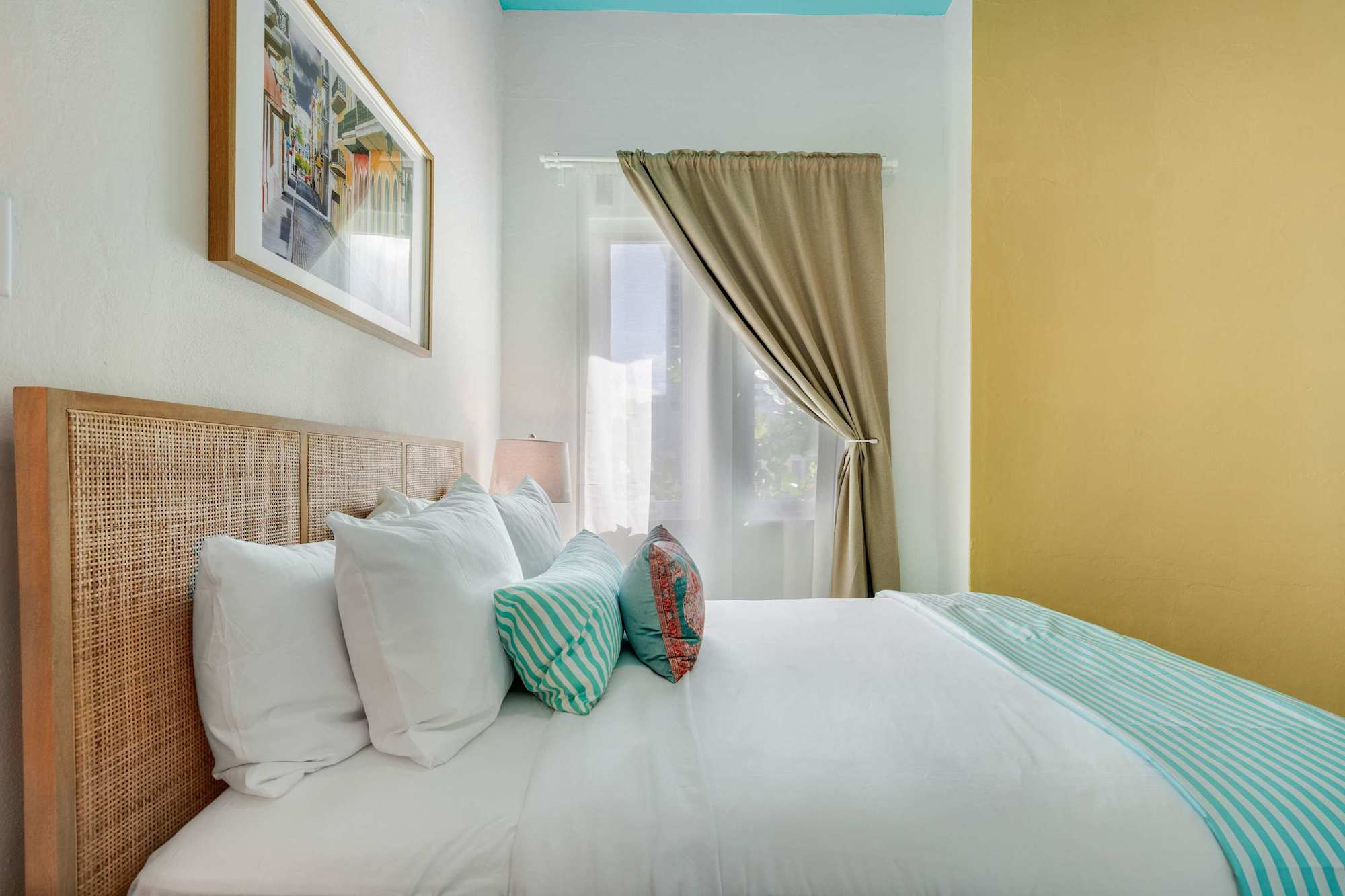 Queen bed with fresh linens