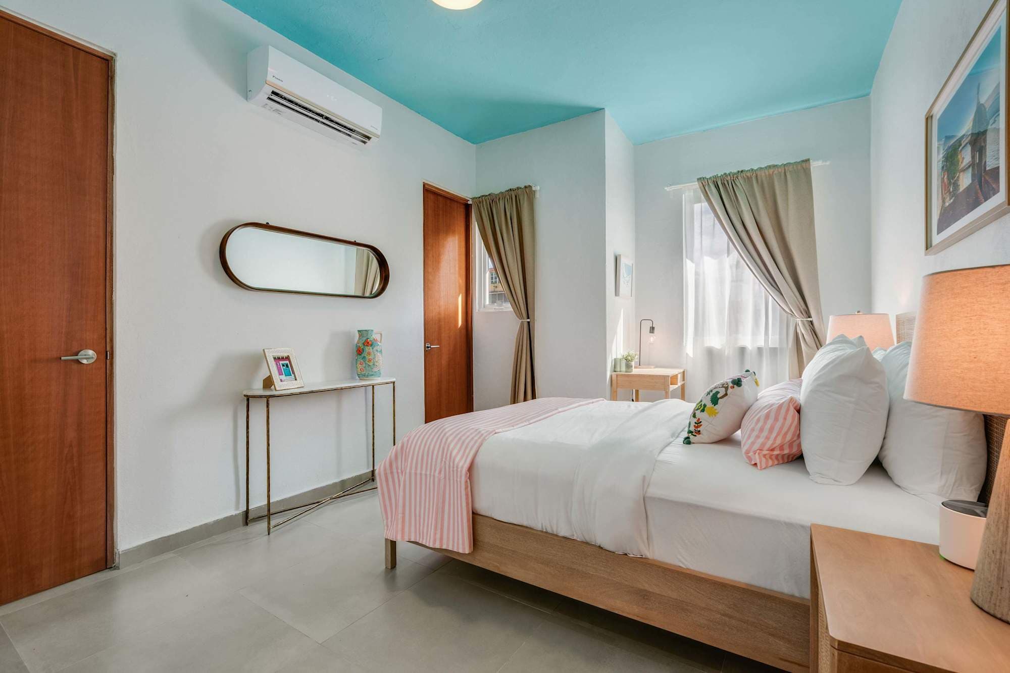 Spacious queen bedroom with split A/C