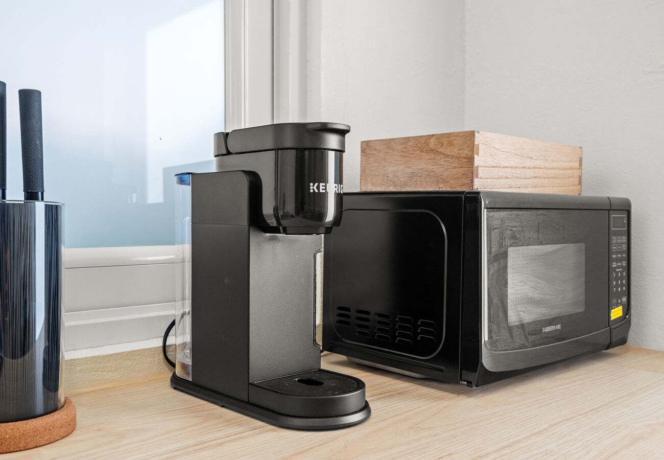 Keurig coffee maker with local coffee & microwave