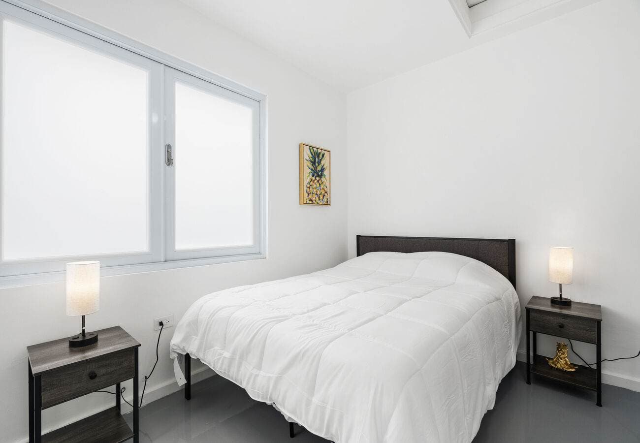 Bedroom 2 with blue accent wall