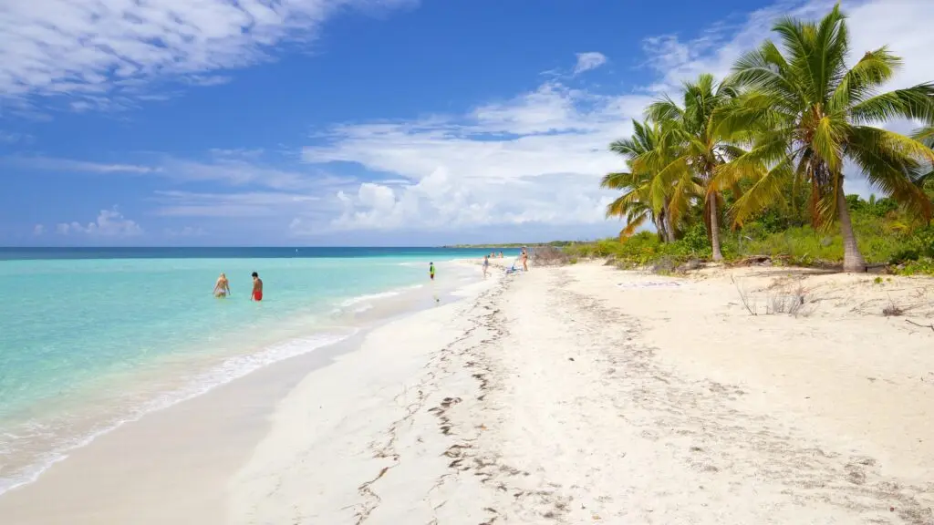 Las aguas azules y cristalinas de la playa Flamenco son tranquilas y acogedoras para nadar y chapotear, y se complementan con una amplia extensión de arena blanca ideal para tomar el sol y dar paseos tranquilos.